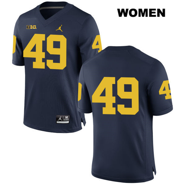 Women's NCAA Michigan Wolverines Lucas Andrighetto #49 No Name Navy Jordan Brand Authentic Stitched Football College Jersey HV25M35QG